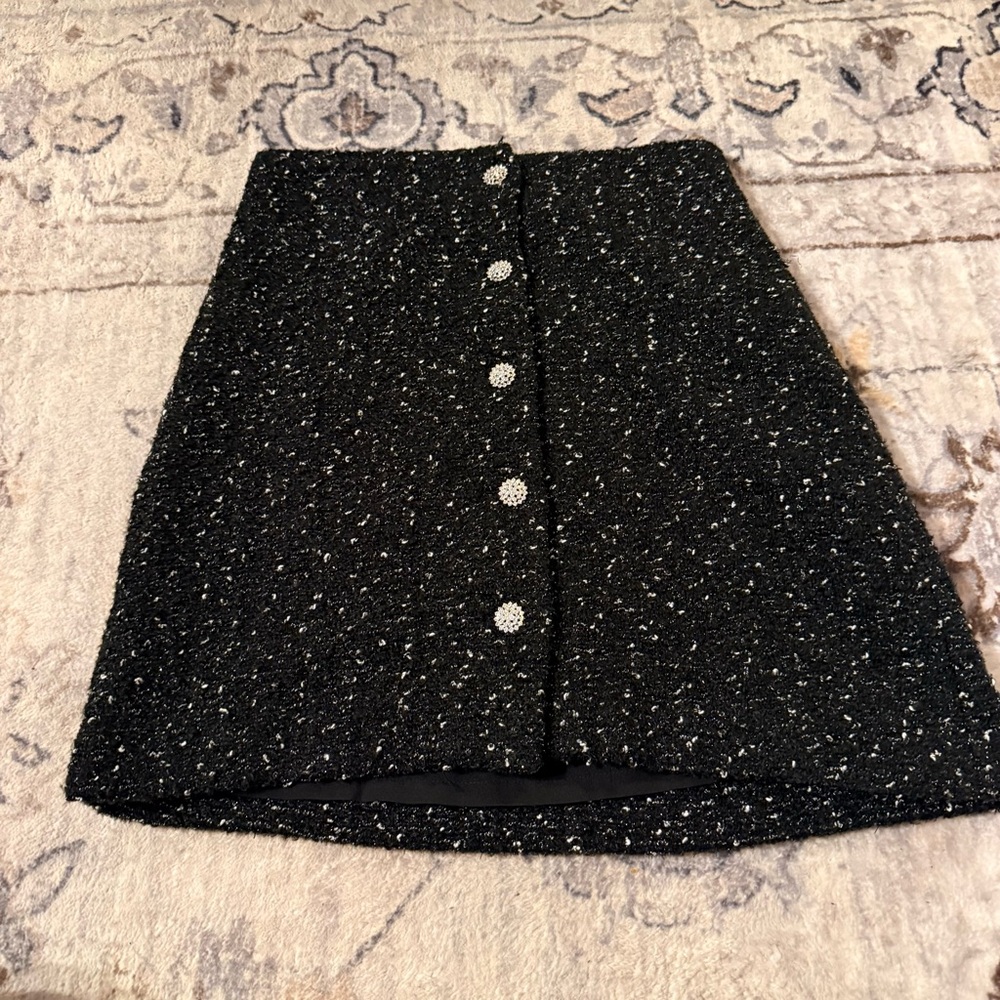 Express Womens Jewel Embellished High Waist Tweed Black Mini Skirt Size 0